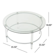 Tempered Glass Round Coffee Table With Four Legs - Clear - R&R Furniture Gallery (Fountain Valley, CA)
