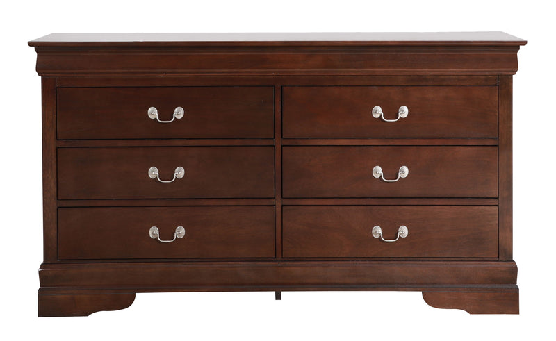 Traditional storage dresser by Glory Furniture featuring multiple drawers and an elegant wood finish for classic bedroom organization.