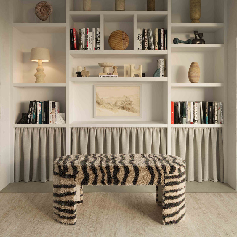 Zebra - Striped Tufted Bench - Brown - R&R Furniture Gallery (Fountain Valley, CA)