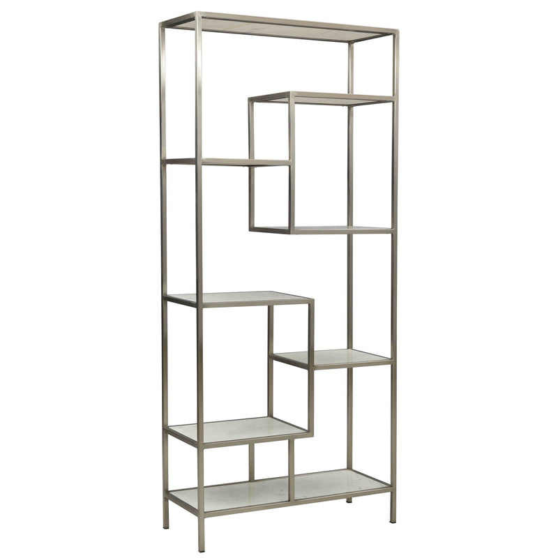 Monroe - Bookcase - Antique Nickel And Natural White