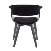 Set of two Lumi Source Vintage Mod mid-century modern dining chairs with sleek wooden legs and curved upholstered seats.