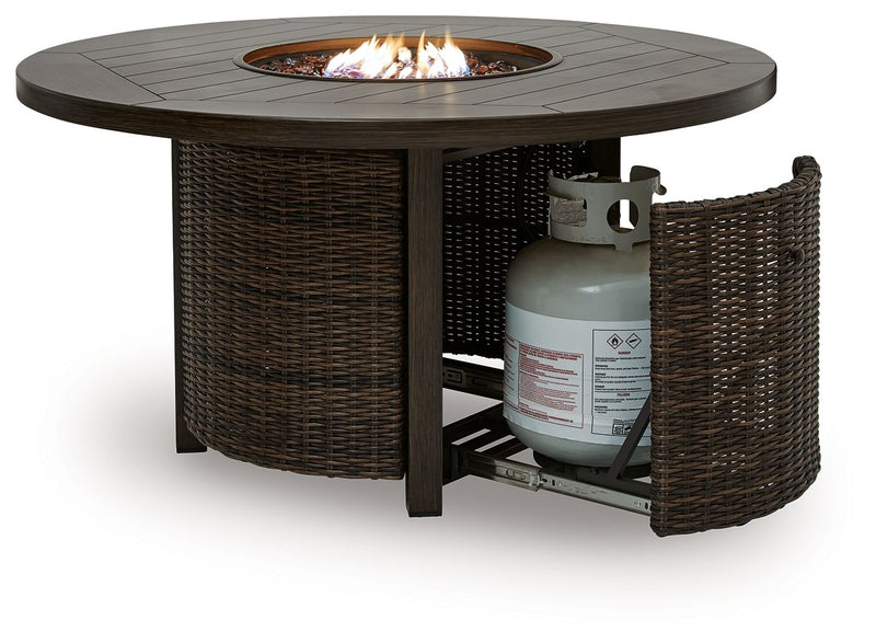 Monterey Point - Round Fire Pit Table - Dark Brown - R&R Furniture Gallery (Fountain Valley, CA)