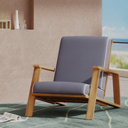 Outdoor Noble House patio lounge chair with armrests and plush cushions, perfect for outdoor relaxing and seating.