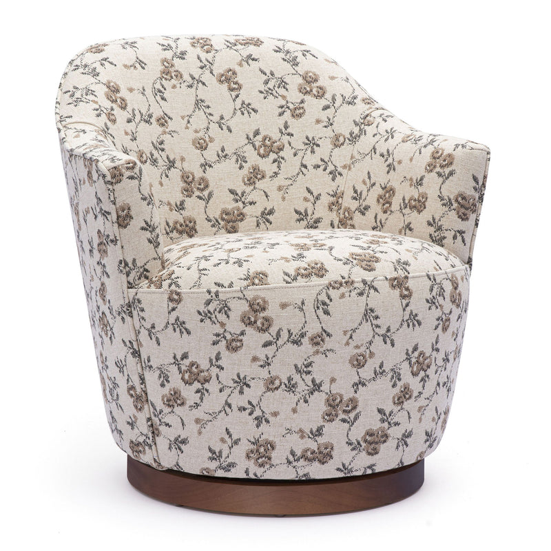 Skyla - Floral Jacquard Swivel Accent Chair - Beige