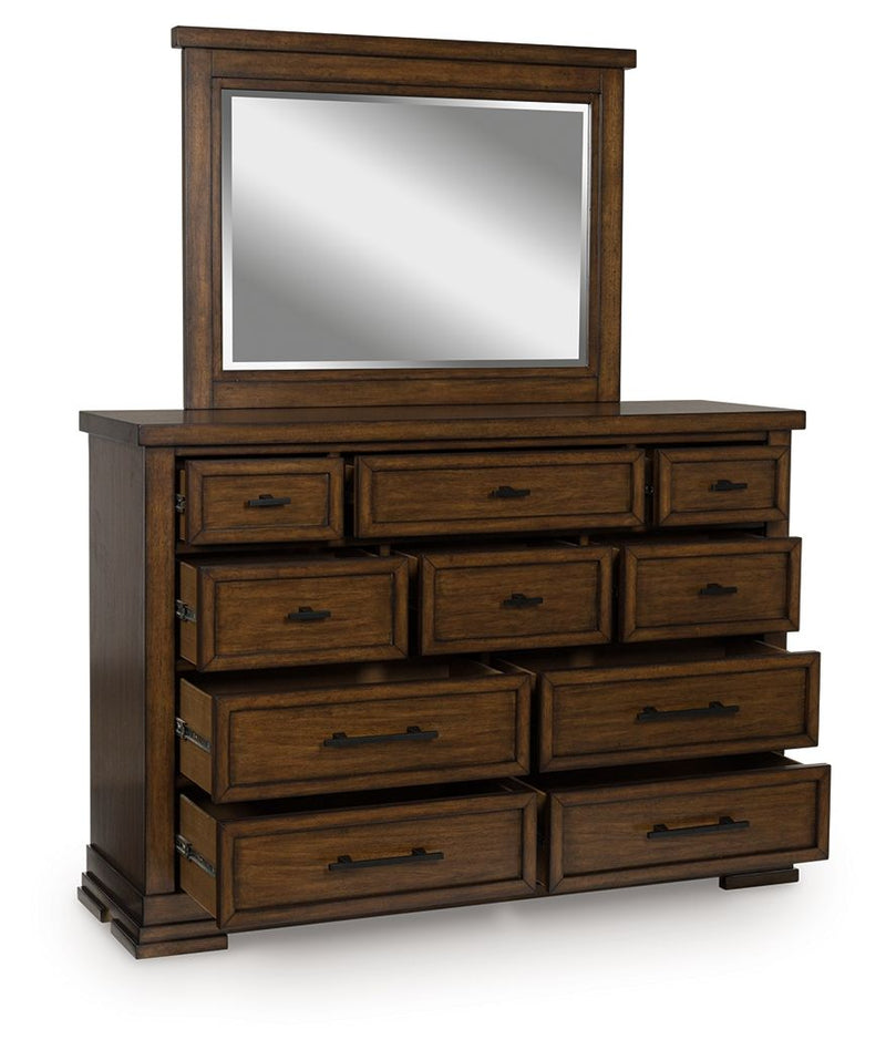 Taffenbrook - Dresser And Mirror - Medium Brown - R&R Furniture Gallery (Fountain Valley, CA)