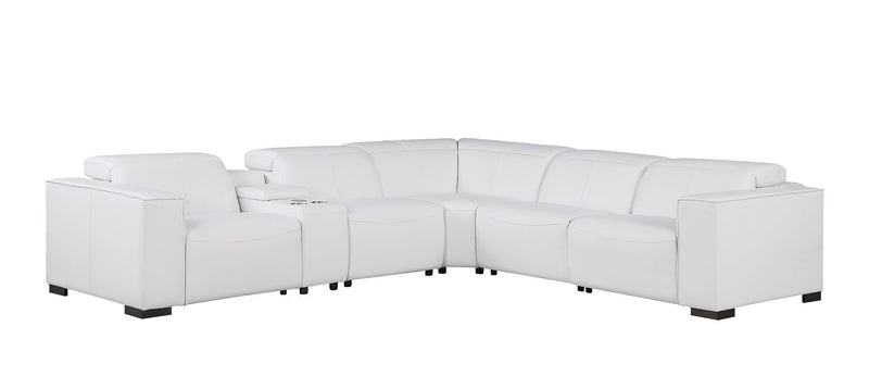 1208 - 6-Piece L-Shaped Leather Reclining Sectional With 3 Power Recliners