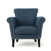 Elegant Noble House arm chair with nailhead trim, birch wood legs, and plush upholstery, perfect for stylish living rooms.