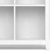 Simpli-Home Acadian handcrafted cube storage organizer with multiple compartments and a natural wood finish.