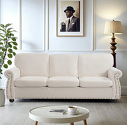Soft Sofa, Upholstered 3 Seater Couch With High Density Foam, Loose Back Cushions And Turned Legs - R&R Furniture Gallery (Fountain Valley, CA)