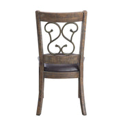 Raphaela - Side Chair (Set of 2) - Black Synthetic Leather & Weathered Cherry - R&R Furniture Gallery (Fountain Valley, CA)