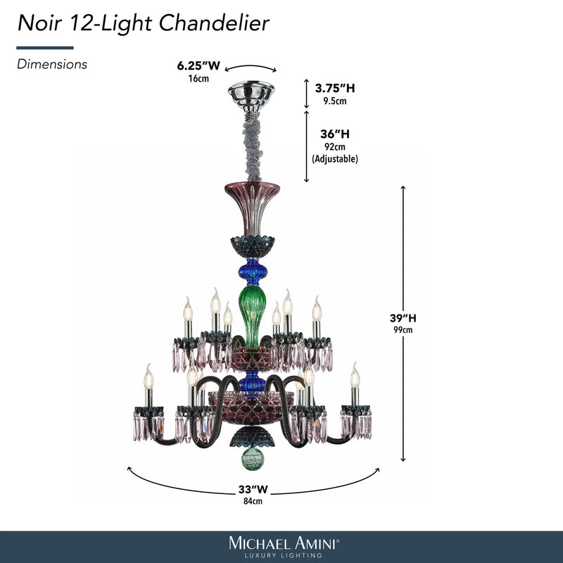 Michael Amini Lighting - Noir 12-Light Traditional Crystal Chandelier - Black