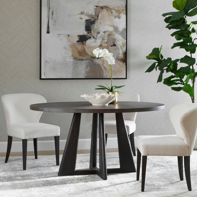 Pulsar - Round Walnut Dining Table - Gray