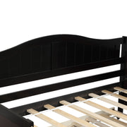 Wooden DreamHaus daybed sofa bed with storage compartments, no box spring needed, perfect for space-saving bedroom furniture.