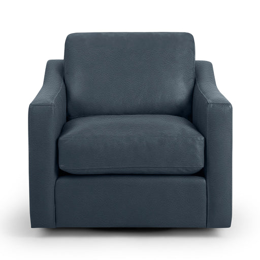 Classic Home Aspen swivel chair with plush fabric upholstery and a modern design, shown from a side angle.