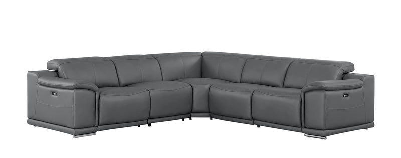 2679 - 5-Piece L-Shaped Power Reclining Sectional In Genuine Leather (3 Recliners)