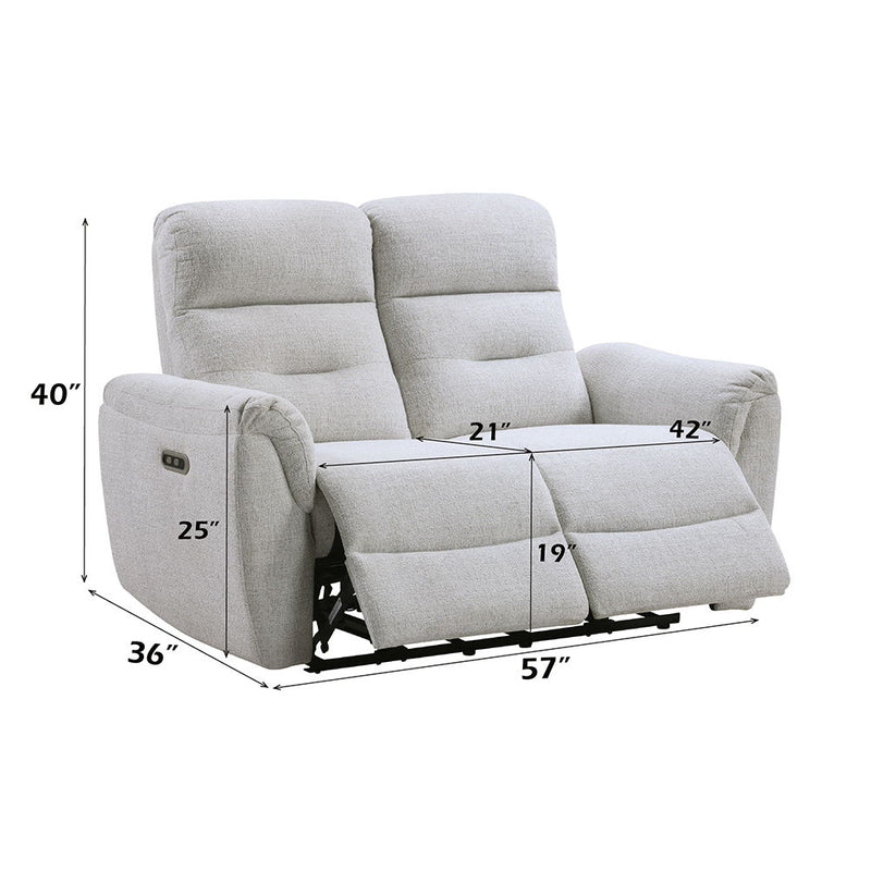 Eastre - Power Motion Loveseat With USB Port - Beige Chenille - R&R Furniture Gallery (Fountain Valley, CA)