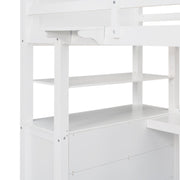 DreamHaus loft bed with built-in drawers, desk, and shelves, showcasing a modern, space-saving bedroom furniture design.