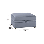 Bois II - Ottoman With Storage - Gray Velvet - R&R Furniture Gallery (Fountain Valley, CA)