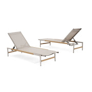 Hargrove - Outdoor Patio Aluminum Chaise Lounge (Set of 2) - Natural / Silver - R&R Furniture Gallery (Fountain Valley, CA)