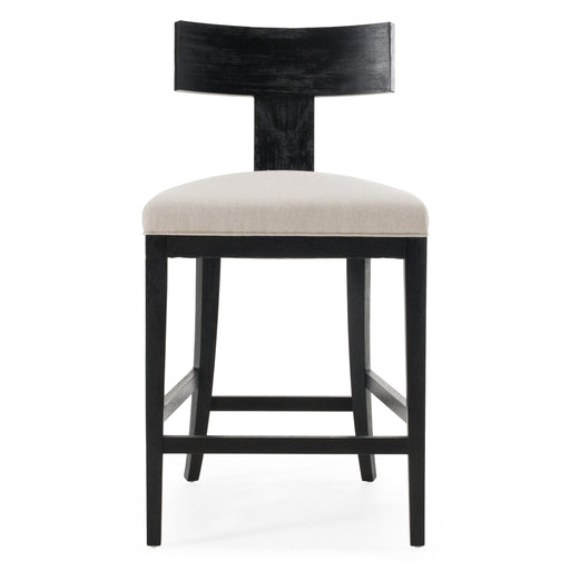 Fabien - Mid-Century Modern Beige Linen + Black Walnut Counter Chair