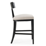Fabien - Mid-Century Modern Beige Linen + Black Walnut Counter Chair — view 2