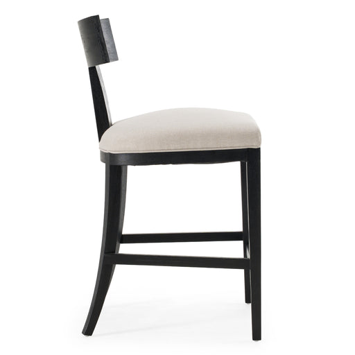 Fabien - Mid-Century Modern Beige Linen + Black Walnut Counter Chair — view 2