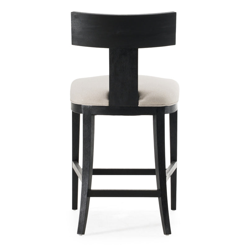 Fabien - Mid-Century Modern Beige Linen + Black Walnut Counter Chair — view 3