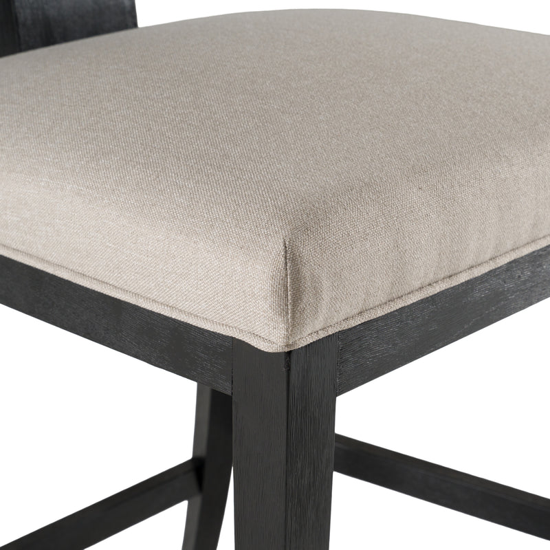Fabien - Mid-Century Modern Beige Linen + Black Walnut Counter Chair — view 5