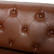 Contemporary Noble House 3-seater sofa with tufted design, stationary style, upholstered in neutral fabric for modern living rooms.