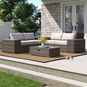 Modern Patio Rattan Sectional Set With Cushions - R&R Furniture Gallery (Fountain Valley, CA)
