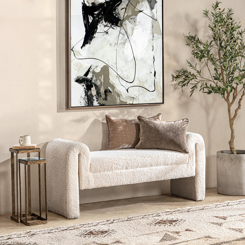 Ada - Bench - Ivory Fleece - R&R Furniture Gallery (Fountain Valley, CA)