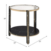 Thistle - End Table - Clear Glass, Faux Black Marble Top & Champagne - R&R Furniture Gallery (Fountain Valley, CA)