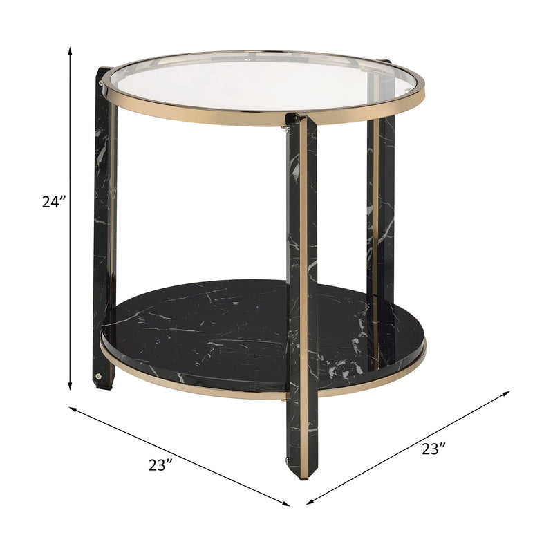 Thistle - End Table - Clear Glass, Faux Black Marble Top & Champagne - R&R Furniture Gallery (Fountain Valley, CA)