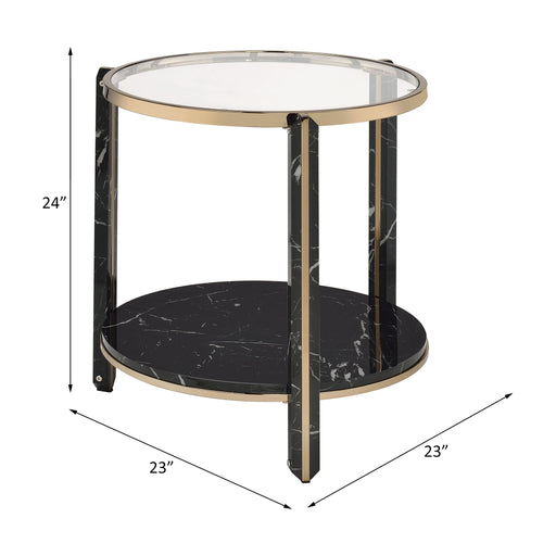 Thistle - End Table - Clear Glass, Faux Black Marble Top & Champagne - R&R Furniture Gallery (Fountain Valley, CA)