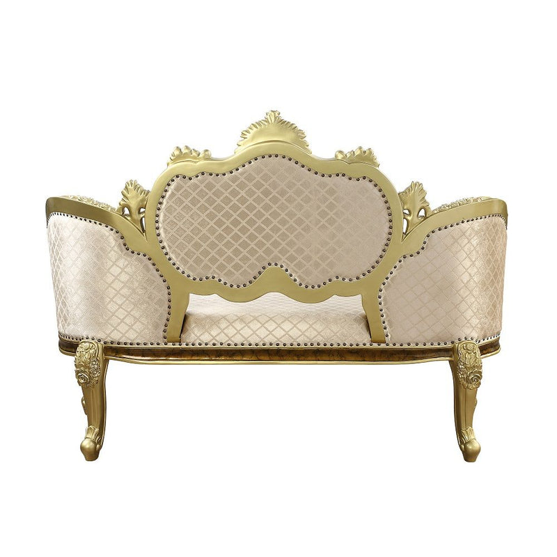 Desiderius - Bench - Beige Fabric, Antique Gold & Hand Paint Brown - R&R Furniture Gallery (Fountain Valley, CA)