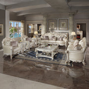 Vendome - Sofa With 5 Pillows - Champagne Synthetic Leather & Antique Pearl - R&R Furniture Gallery (Fountain Valley, CA)