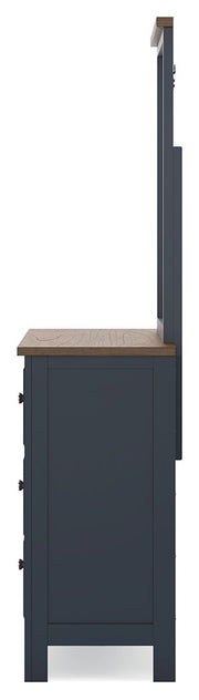 Landocken - Dresser and Mirror - Brown / Blue - R&R Furniture Gallery (Fountain Valley, CA)