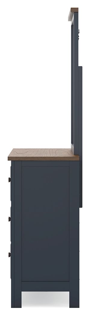 Landocken - Dresser and Mirror - Brown / Blue - R&R Furniture Gallery (Fountain Valley, CA)