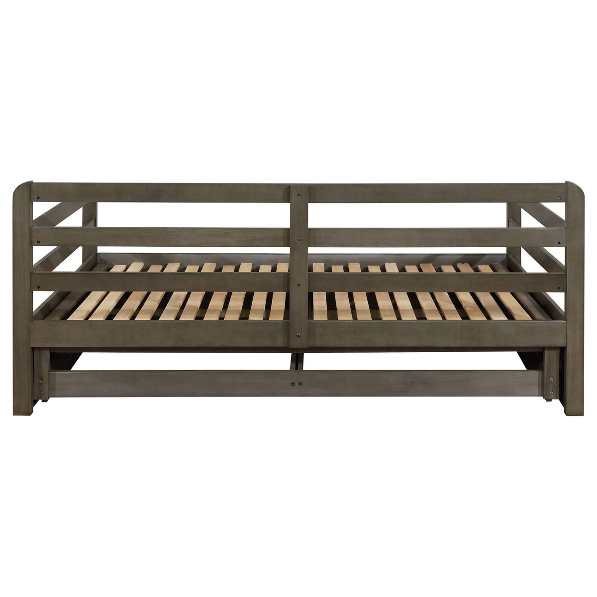 Twin Long 2 Drawer Daybed With Extendable Trundle, Storage Drawers, Fits Standard Mattress - Gray