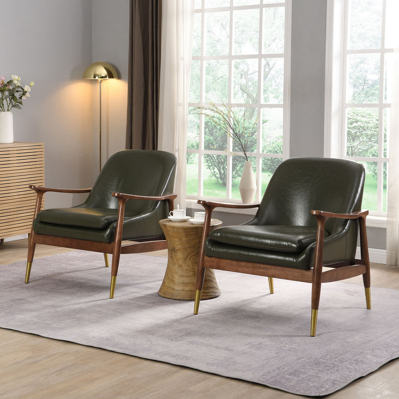 Mid - Century Accent Chair With Cushioned Seat, Brass Tipped Legs - R&R Furniture Gallery (Fountain Valley, CA)