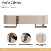 Lisbon - Media Cabinet - Silky Cream / Bronze - R&R Furniture Gallery (Fountain Valley, CA)