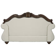 Pierce - Loveseat With 3 Pillows - Beige Fabric & Cherry - R&R Furniture Gallery (Fountain Valley, CA)