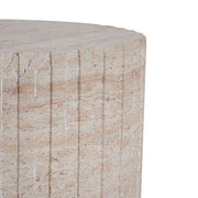Elegant beige Noble House concrete side table with travertine top, suitable for indoor or outdoor use, lightweight and stylish.