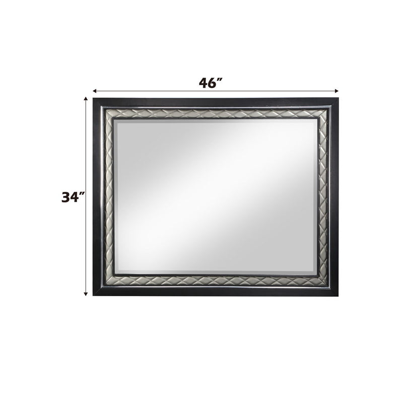 Nicola - Mirror - Silver Synthetic Leather & Black - R&R Furniture Gallery (Fountain Valley, CA)