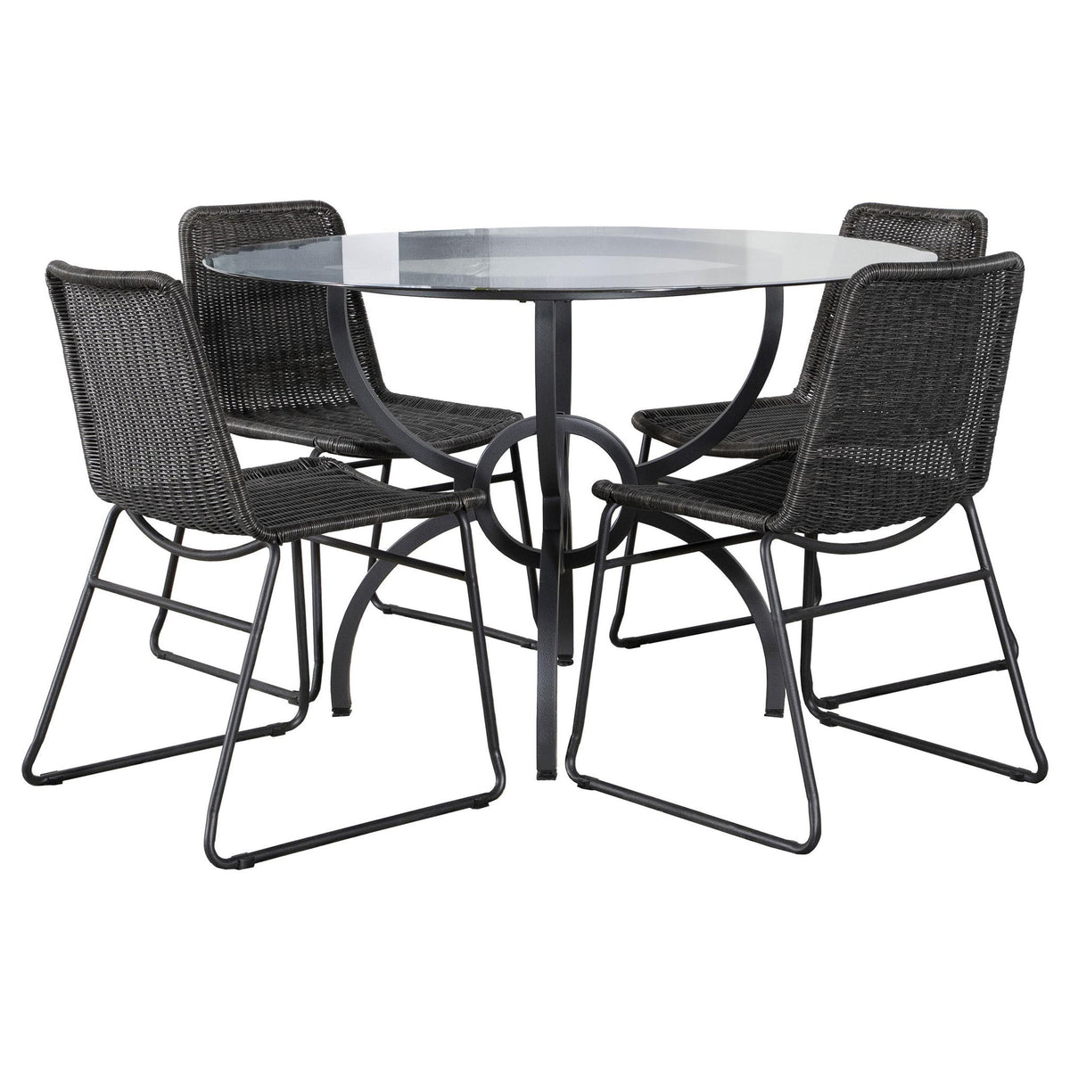 Aviano 5-piece Round Glass Top Dining Table Set Gunmetal