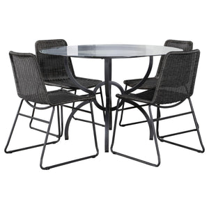 Aviano 5-piece Round Glass Top Dining Table Set Gunmetal