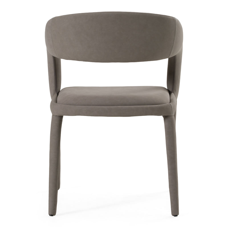 Faerron - Modern Grey Leatherette Dining Chair — view 2