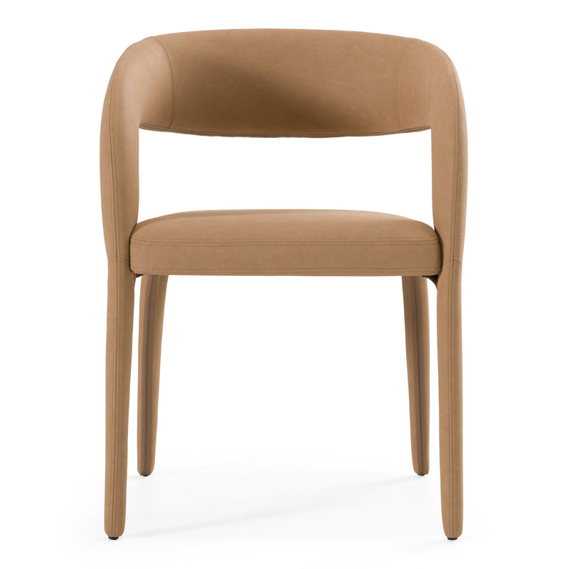 Faerron - Modern Tan Leatherette Dining Chair — view 2