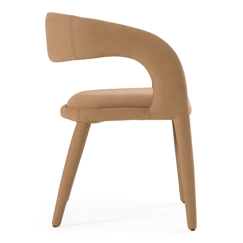 Faerron - Modern Tan Leatherette Dining Chair — view 3