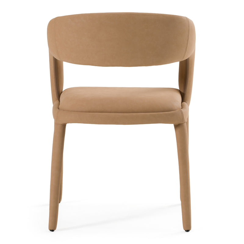 Faerron - Modern Tan Leatherette Dining Chair — view 5